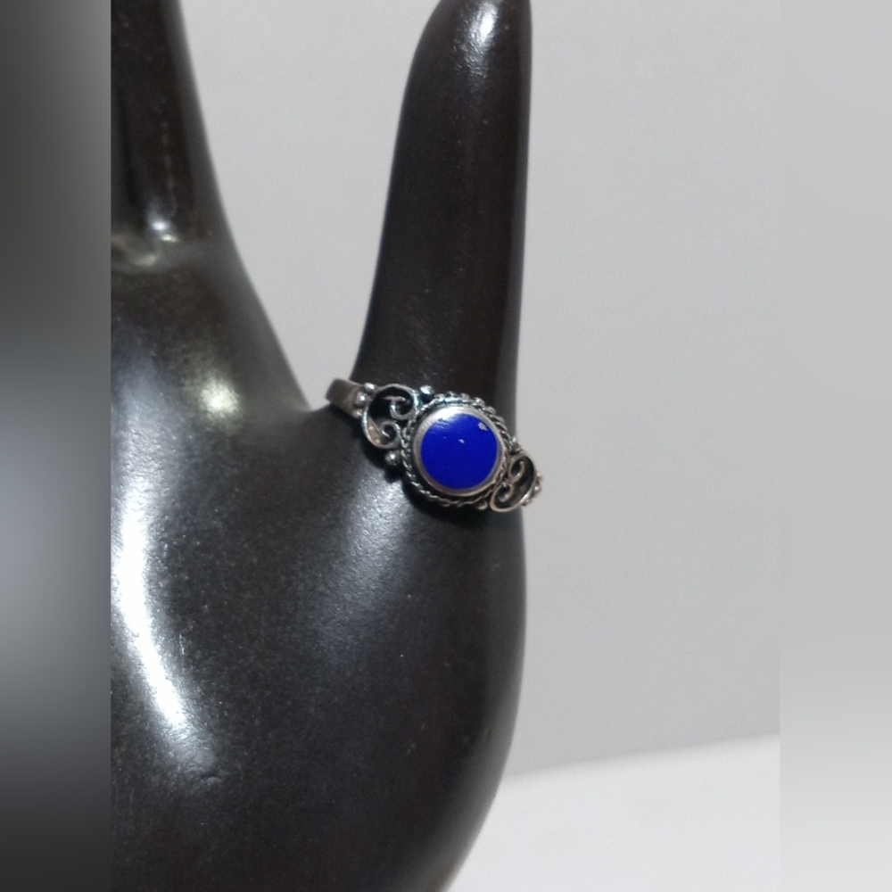Vintage Sterling Silver Lapis Lazuli Ring Size 7.5 LAZ 925